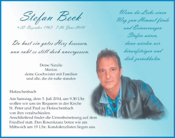 Traueranzeige von Stefan Beck 