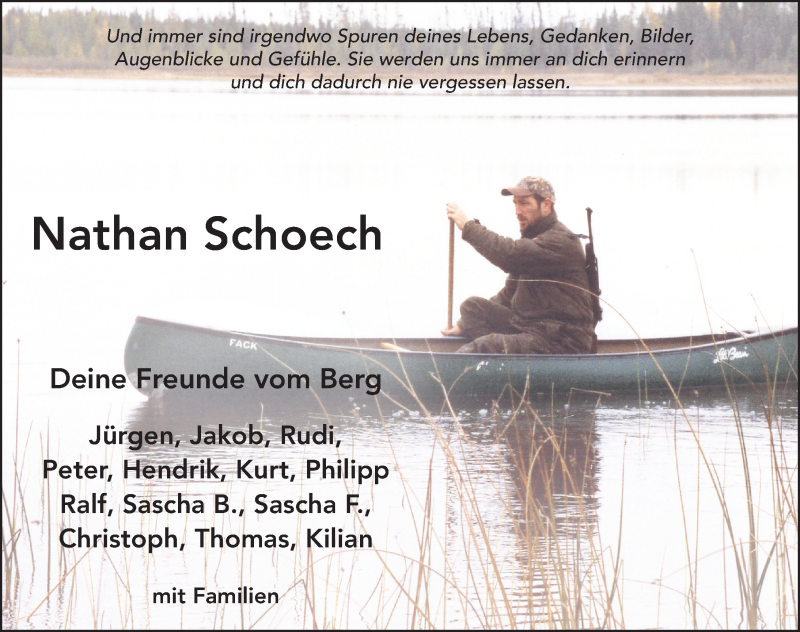  Traueranzeige für Nathan Schoech vom 11.07.2014 aus 