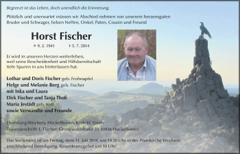 Traueranzeige von Horst Fischer 