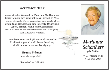 Traueranzeige von Marianne Schönherr 