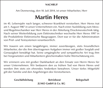 Traueranzeige von Martin Heres 