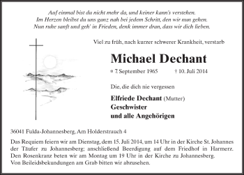 Traueranzeige von Michael Dechant 