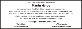 Traueranzeige von Martin Heres 