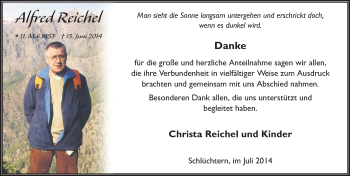 Traueranzeige von Alfred Reichel 