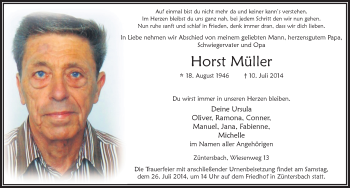 Traueranzeige von Horst Müller 