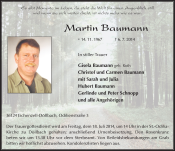 Traueranzeige von Martin Baumann 