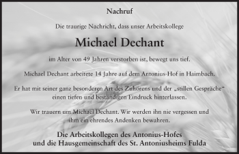 Traueranzeige von Michael Dechant 