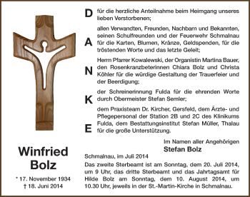 Traueranzeige von Winfried Bolz 