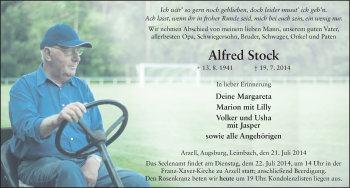 Traueranzeige von Alfred Stock von Fuldaer Zeitung