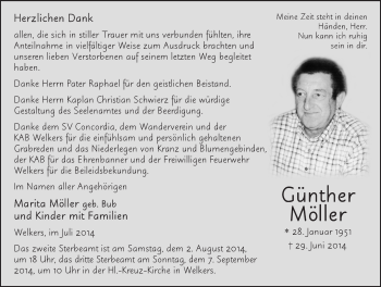 Traueranzeige von Günther Möller 