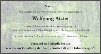 Traueranzeige von Wolfgang Atzler 