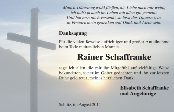 Traueranzeige von Rainer Schaffranke 