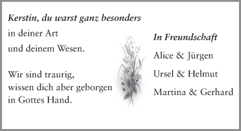 Traueranzeige von Kerstin Dickow 