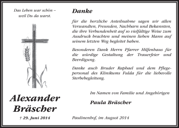 Traueranzeige von Alexander Bräscher 