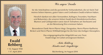 Traueranzeige von Ewald Rehberg 