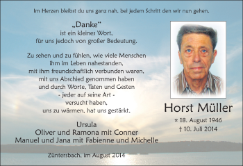 Traueranzeige von Horst Müller 
