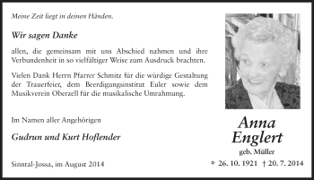 Traueranzeige von Anna Englert 