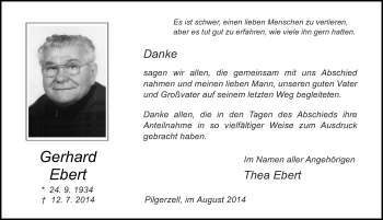 Traueranzeige von Gerhard Ebert 