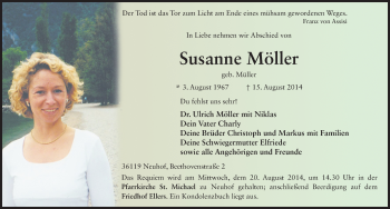 Traueranzeige von Susanne Möller 