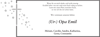 Traueranzeige von Emil Eberhard 