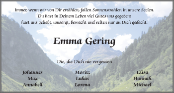Traueranzeige von Emma Gering 