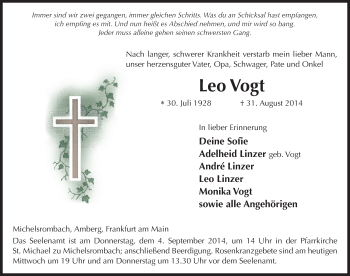 Traueranzeige von Leo Vogt 