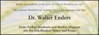 Traueranzeige von Walter Enders 