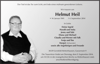 Traueranzeige von Helmut Heil 