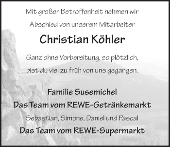 Traueranzeige von Christian Köhler 