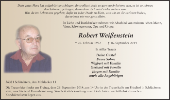 Traueranzeige von Robert Weißenstein 