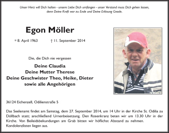 Traueranzeige von Egon Möller 