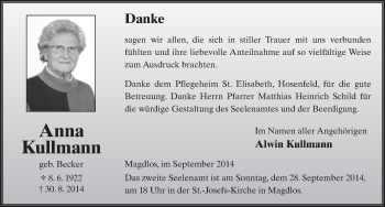 Traueranzeige von Anna Kullmann 