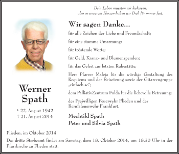 Traueranzeige von Werner Spath 