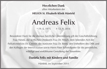 Traueranzeige von Andreas Felix 