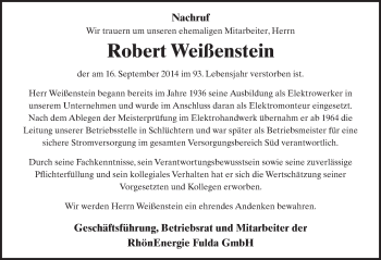 Traueranzeige von Robert Weißenstein 