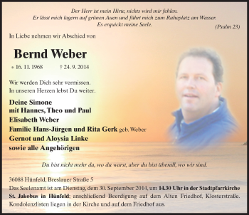 Traueranzeige von Bernd Weber 