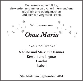 Traueranzeige von Maria Euler 