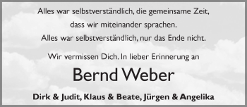 Traueranzeige von Bernd Weber 