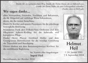 Traueranzeige von Helmut Heil 