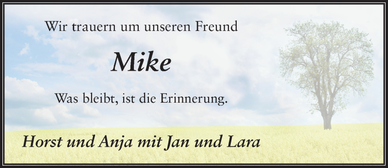  Traueranzeige für Mike Rüttger vom 07.10.2014 aus 
