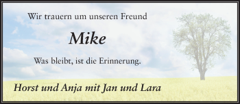 Traueranzeige von Mike Rüttger 