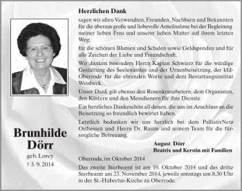Traueranzeige von Brunhilde Dörr 