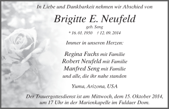 Traueranzeige von Brigitte E. Neufeld 