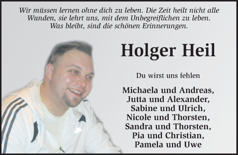  Traueranzeige für Holger Heil vom 10.10.2014 aus 