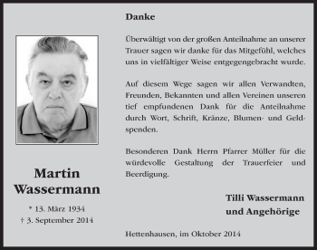 Traueranzeige von Martin Wassermann 