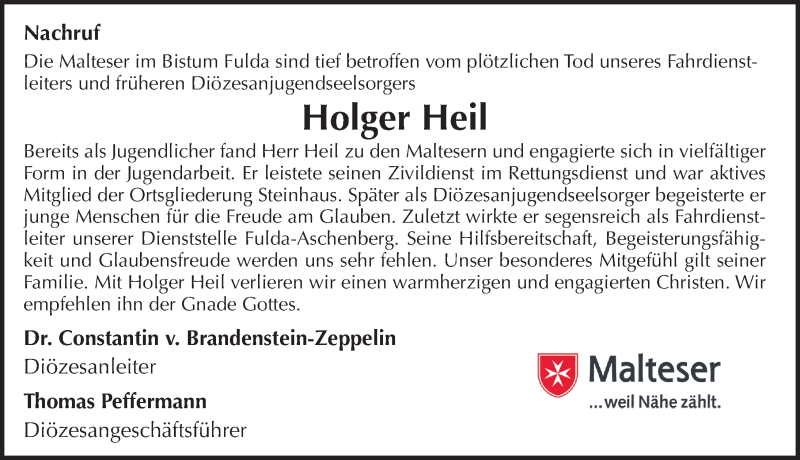  Traueranzeige für Holger Heil vom 11.10.2014 aus 