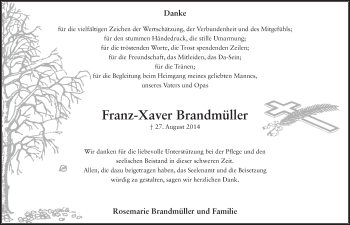 Traueranzeige von Franz-Xaver Brandmüller 