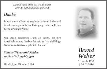 Traueranzeige von Bernd Weber 