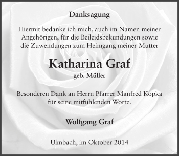 Traueranzeige von Katharina Graf 