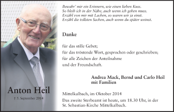 Traueranzeige von Anton Heil 